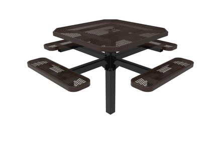 Octagon Pedestal Picnic Table with 4 Seats - Diamond Pattern - 46 In.