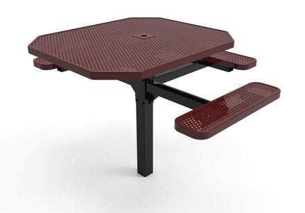 Octagon Pedestal Picnic Table with 3 Seats - Circular Pattern - 46 In.