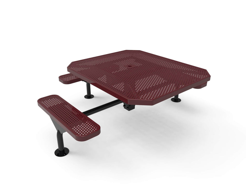 Octagon Nexus Pedestal Picnic Table with 3 Seats - Circular Pattern - 46 In.