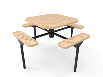 Octagon Nexus Pedestal Picnic Table with 4 Seats - Circular Pattern - 46 In.