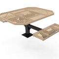 Octagon Rolled Pedestal Picnic Table with 2 ADA Seats - Diamond Pattern - 46 In.