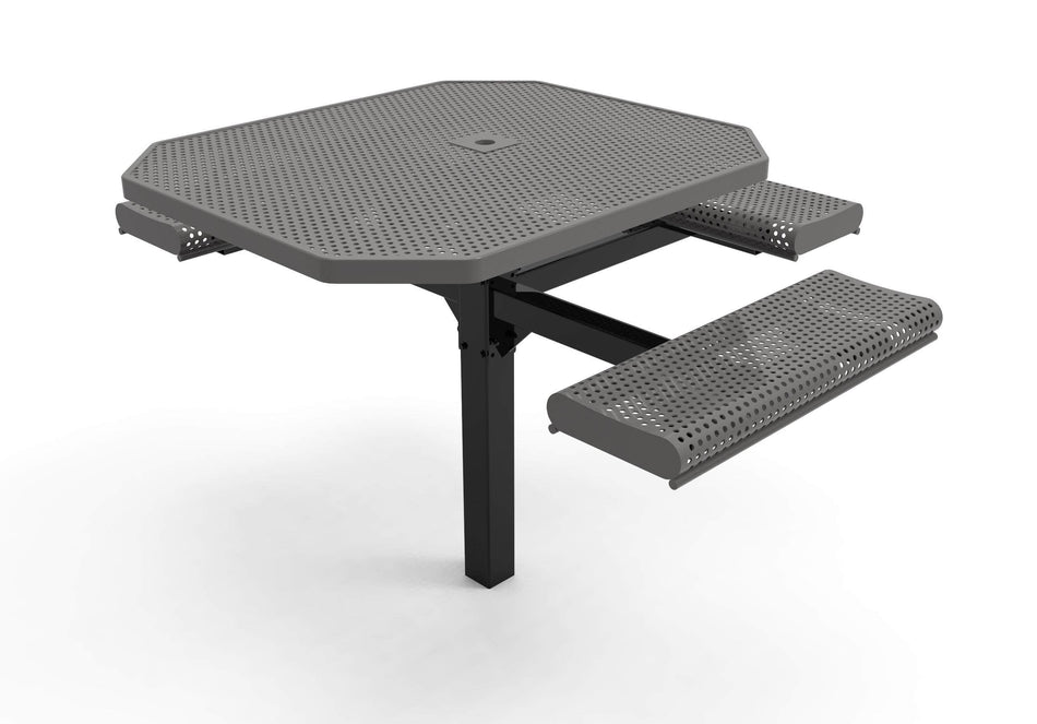 Octagon Rolled Pedestal Picnic Table with ADA Accessible Seating - Circular Pattern - 46 In.