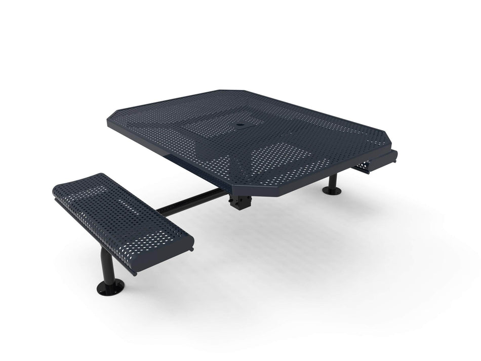 Octagon Rolled Seat Nexus Pedestal Picnic Table with 2 ADA Seats -  Circular Pattern - 46 In.