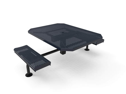 Octagon Rolled Seat Nexus Pedestal Picnic Table with 2 ADA Seats -  Circular Pattern - 46 In.