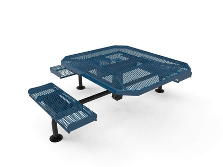 Octagon Rolled Seat Nexus Pedestal Picnic Table with 3 Seats - Diamond Pattern - 46 In.