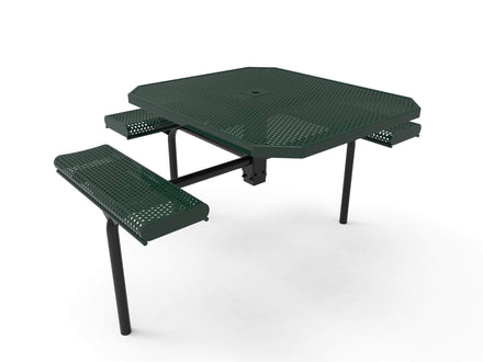 Octagon Rolled Seat Nexus Pedestal Picnic Table with 3 Seats -  Circular Pattern - 46 In.