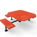 Octagon Rolled Seat Nexus Pedestal Picnic Table with 3 Seats -  Circular Pattern - 46 In.