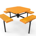 Octagon Rolled Seat Nexus Pedestal Picnic Table with 4 Seats - Circular Pattern - 46 In.