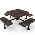 Octagon Rolled Seat Nexus Pedestal Picnic Table with 4 Seats - Circular Pattern - 46 In.