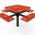 Octagon Rolled Pedestal Picnic Table with 4 Seats - Diamond Pattern - 46 In.