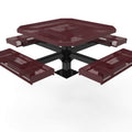 Octagon Rolled Pedestal Picnic Table with 4 Seats - Diamond Pattern - 46 In.