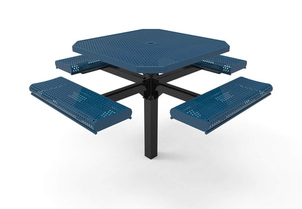 Octagon Rolled Pedestal Picnic Table with 4 Seats - Circular Pattern - 46 In.