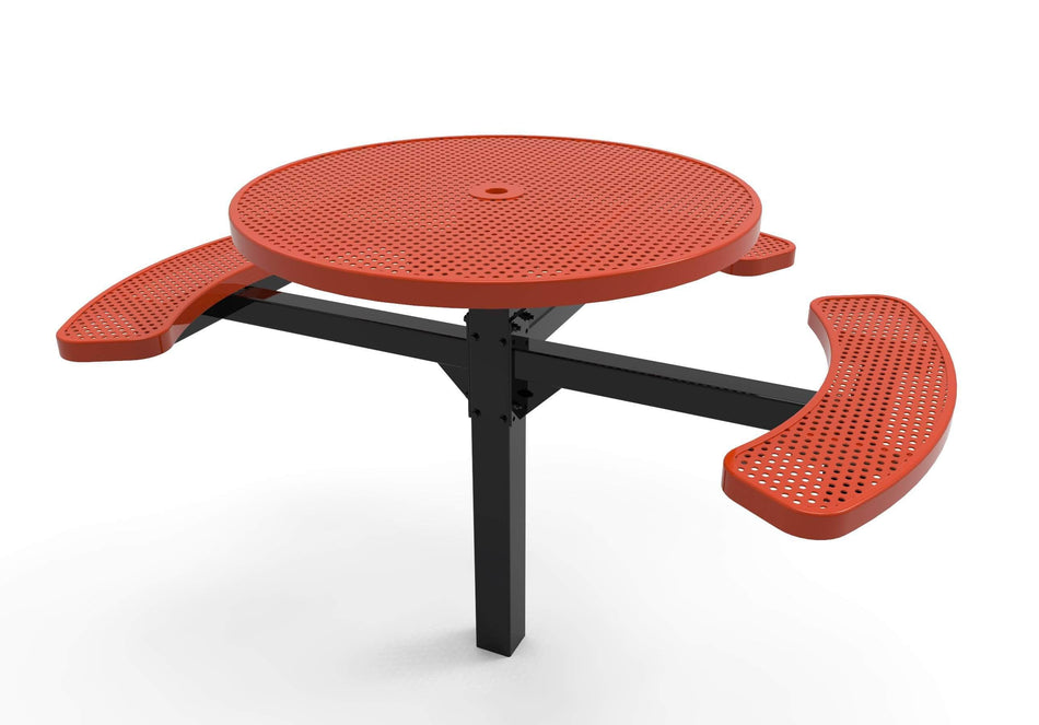 Round Pedestal Picnic Table with 3 Seats - Circular Pattern - 46 In.