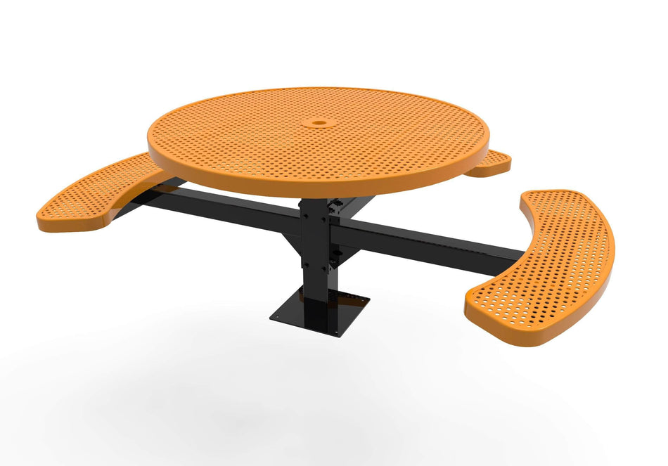 Round Pedestal Picnic Table with 3 Seats - Circular Pattern - 46 In.