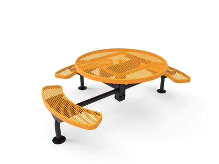 Round Nexus Pedestal Picnic Table with 3 Seats - Diamond Pattern - 46 In.