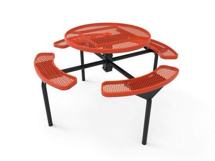 Round Nexus Pedestal Picnic Table with 4 Seats - Diamond Pattern - 46 In.