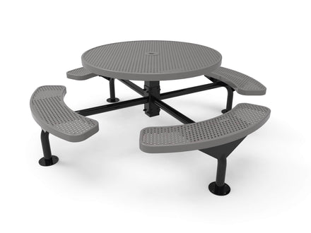 Round Nexus Pedestal Picnic Table with 4 Seats - Circular Pattern - 46 In.