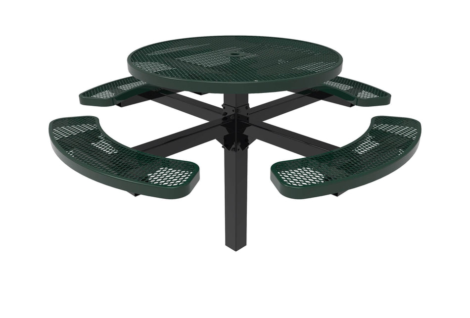 Round Pedestal Picnic Table with 4 Seats - Diamond Pattern - 46 In.