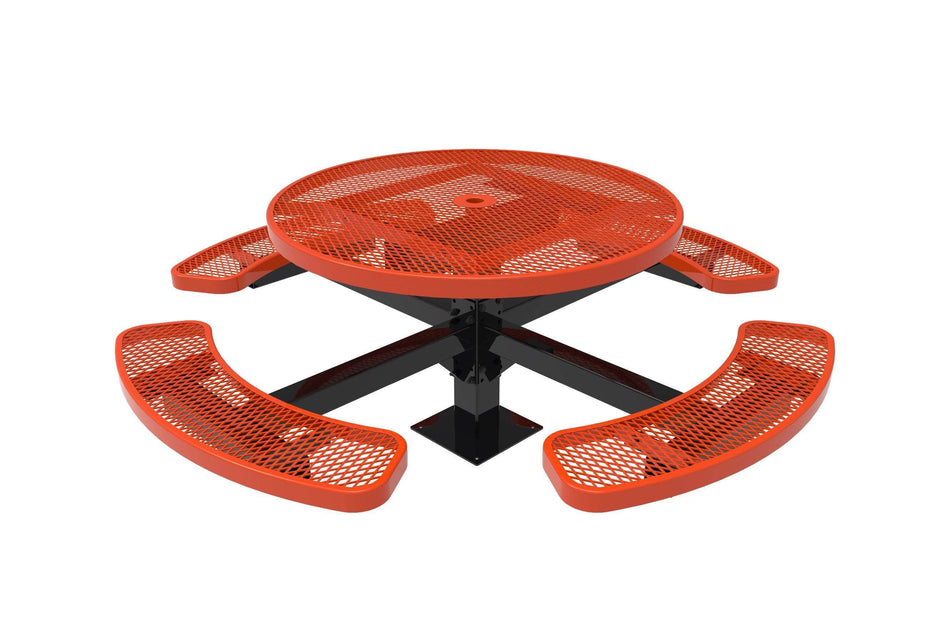 Round Pedestal Picnic Table with 4 Seats - Diamond Pattern - 46 In.