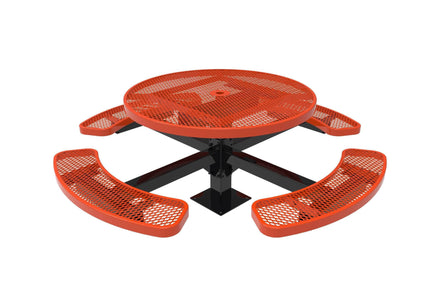 Round Pedestal Picnic Table with 4 Seats - Diamond Pattern - 46 In.
