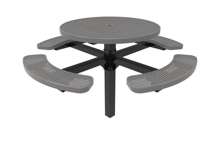 Round Pedestal Picnic Table with 4 Seats - Circular Pattern - 46 In.