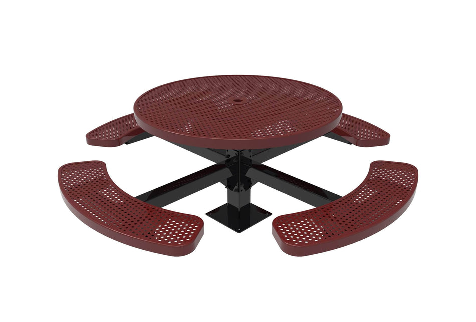 Round Pedestal Picnic Table with 4 Seats - Circular Pattern - 46 In.
