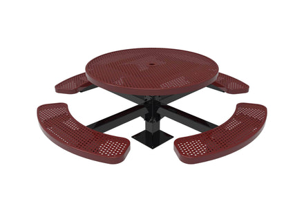 Round Pedestal Picnic Table with 4 Seats - Circular Pattern - 46 In.