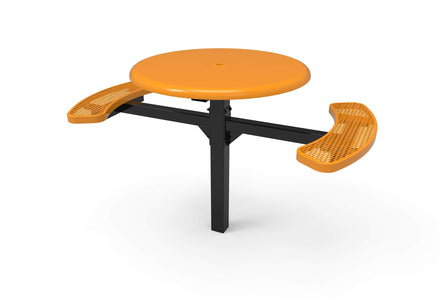 Round Solid Top Pedestal Picnic Table with 2 ADA Seats - Diamond Pattern - 46 In.