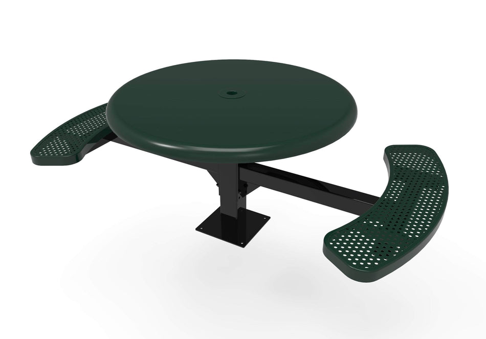 Round Solid Top Pedestal Picnic Table with 2 ADA Seats - Circular Pattern - 46 In.
