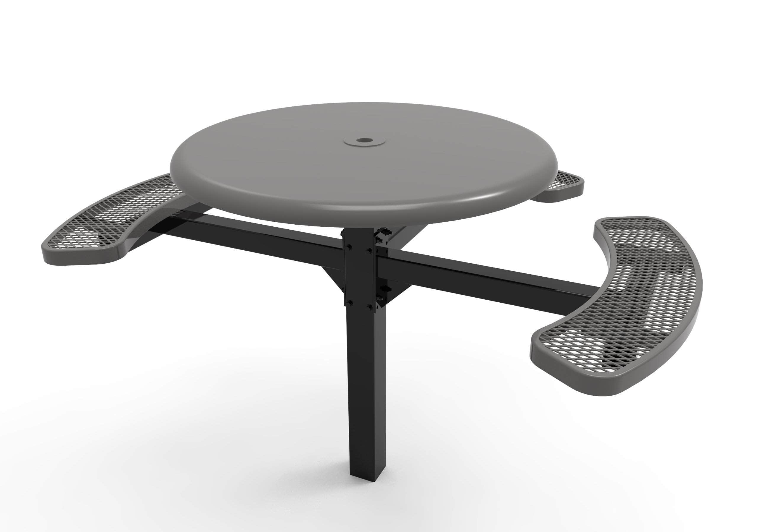 Outdoor table with attached seating deals