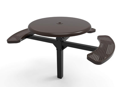 Round Solid Top Pedestal Picnic Table with ADA Seating - Circular Pattern - 46 In.