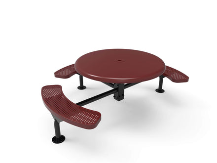 Round Solid Top Nexus Pedestal Picnic Table with 3 Seats - Circular Pattern - 46 In.