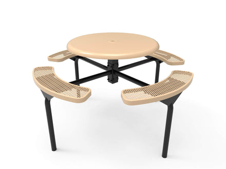 Round Solid Top Nexus Pedestal Picnic Table with 4 Seats - Diamond Pattern - 46 In.
