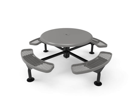 Round Solid Top Nexus Pedestal Picnic Table with 4 Seats - Diamond Pattern - 46 In.