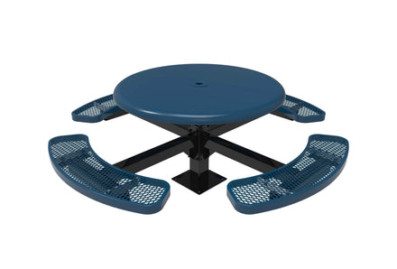 Round Solid Top Pedestal Picnic Table with 4 Seats - Diamond Pattern - 46 In.
