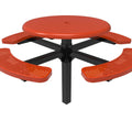 Round Solid Top Pedestal Picnic Table with 4 Seats - Circular Pattern - 46 In.