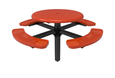 Round Solid Top Pedestal Picnic Table with 4 Seats - Circular Pattern - 46 In.