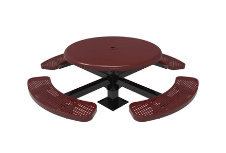 Round Solid Top Pedestal Picnic Table with 4 Seats - Circular Pattern - 46 In.