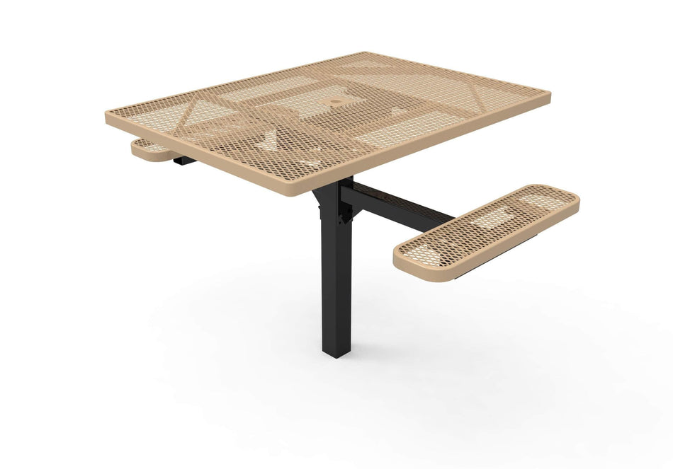 Square Pedestal Picnic Table with 2 ADA Seats - Diamond Pattern - 46 In.