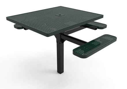 Square Pedestal Picnic Table with 3 Seats - Circular Pattern - 46 In.