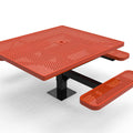 Square Pedestal Picnic Table with 3 Seats - Circular Pattern - 46 In.