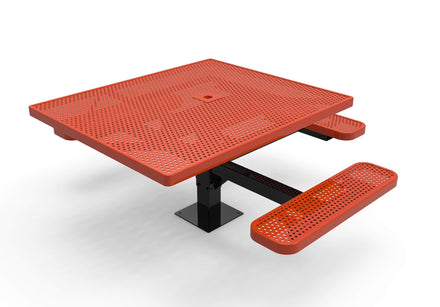 Square Pedestal Picnic Table with 3 Seats - Circular Pattern - 46 In.