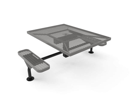 Square Nexus Pedestal Picnic Table with 2 ADA Seats - Diamond Pattern - 46 In.