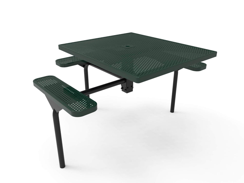 Square Nexus Pedestal Picnic Table with 3 Seats - Circular Pattern - 46 In.