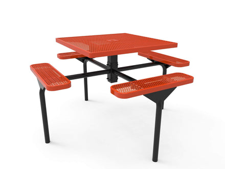 Square Nexus Pedestal Picnic Table with 4 Seats - Diamond Pattern - 46 In.