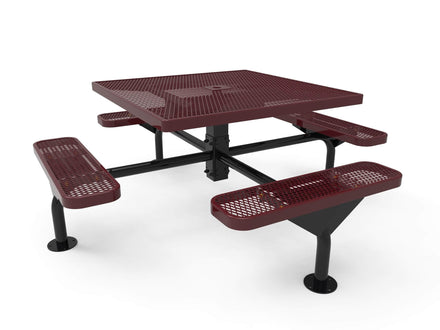 Square Nexus Pedestal Picnic Table with 4 Seats - Diamond Pattern - 46 In.