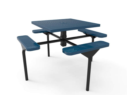 Square Nexus Pedestal Picnic Table with 4 Seats - Circular Pattern - 46 In.