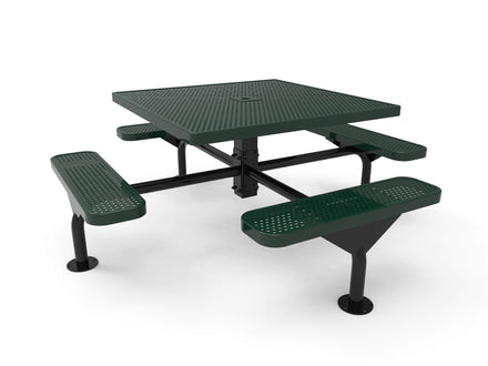 Square Nexus Pedestal Picnic Table with 4 Seats - Circular Pattern - 46 In.