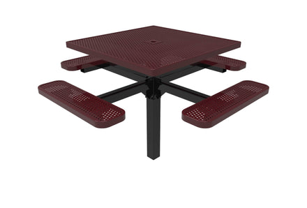 Square Pedestal Picnic Table with 4 Seats - Circular Pattern - 46 In.