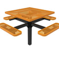 Square Pedestal Picnic Table with 4 Seats - Diamond Pattern - 46 In.